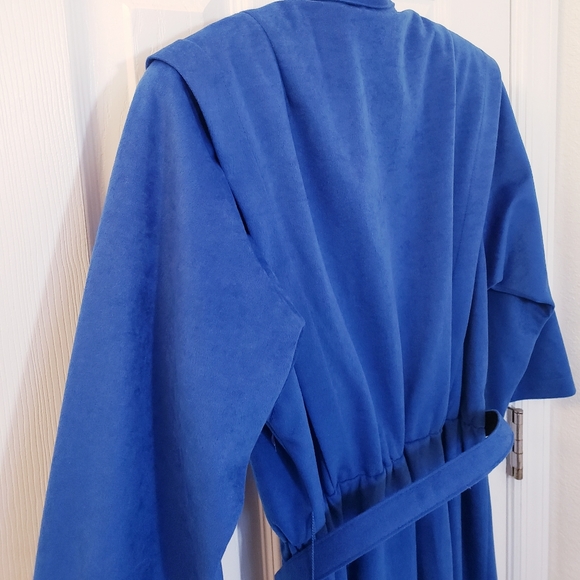 Vintage Blue Belted Button Up Dress Pinup Suede - Picture 5 of 6
